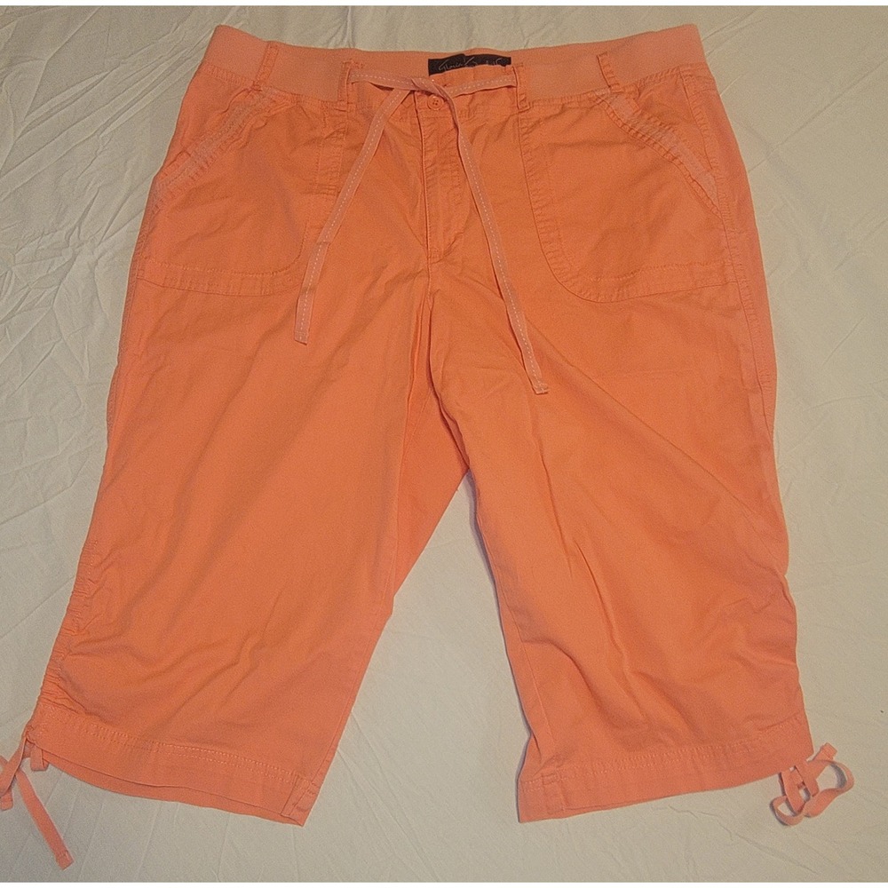 Women's Gloria Vanderbilt Capris 16W Plus Size Peach Orange Drawstring Waist WJ4